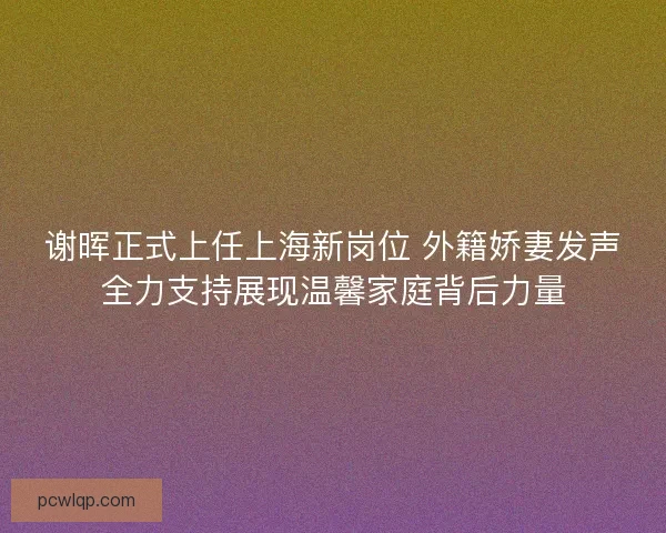 谢晖正式上任上海新岗位 外籍娇妻发声全力支持展现温馨家庭背后力量 谢晖正式上任上海新岗位 外籍娇妻发声全力支持展现温馨家庭背后力量