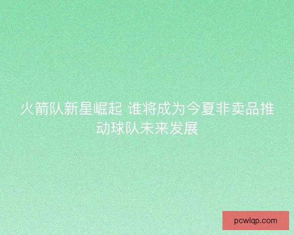 火箭队新星崛起 谁将成为今夏非卖品推动球队未来发展 火箭队新星崛起 谁将成为今夏非卖品推动球队未来发展
