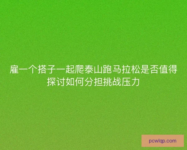 雇一个搭子一起爬泰山跑马拉松是否值得探讨如何分担挑战压力