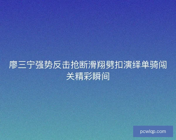 廖三宁强势反击抢断滑翔劈扣演绎单骑闯关精彩瞬间