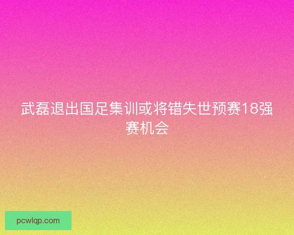 武磊退出国足集训或将错失世预赛18强赛机会 武磊退出国足集训或将错失世预赛18强赛机会